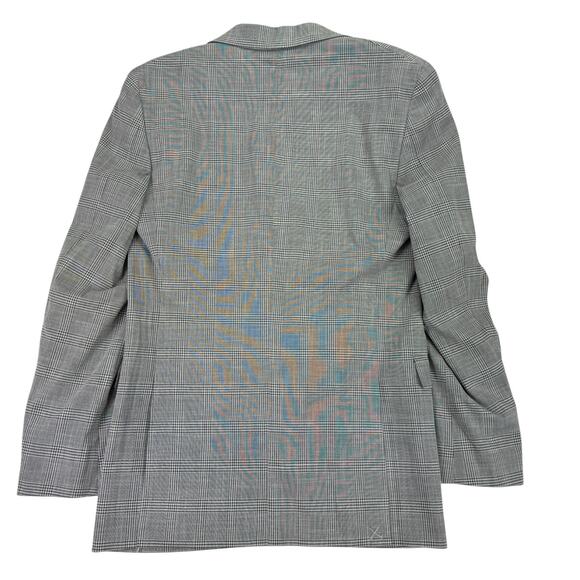 DKNY Mens Modern Fit Stretch Plaid Suit Jacket Black White 38L - Picture 4 of 5